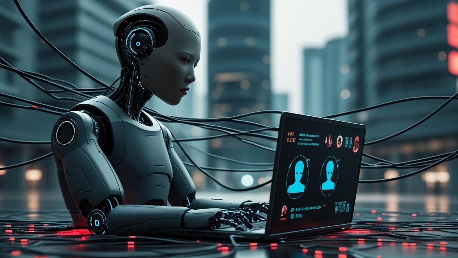 Ilustrasi kecerdasan buatan (AI) yang bekerja tanpa pengawasan dalam ekosistem digital Indonesia.