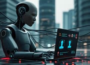 Ilustrasi kecerdasan buatan (AI) yang bekerja tanpa pengawasan dalam ekosistem digital Indonesia.