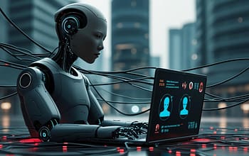 Ilustrasi kecerdasan buatan (AI) yang bekerja tanpa pengawasan dalam ekosistem digital Indonesia.